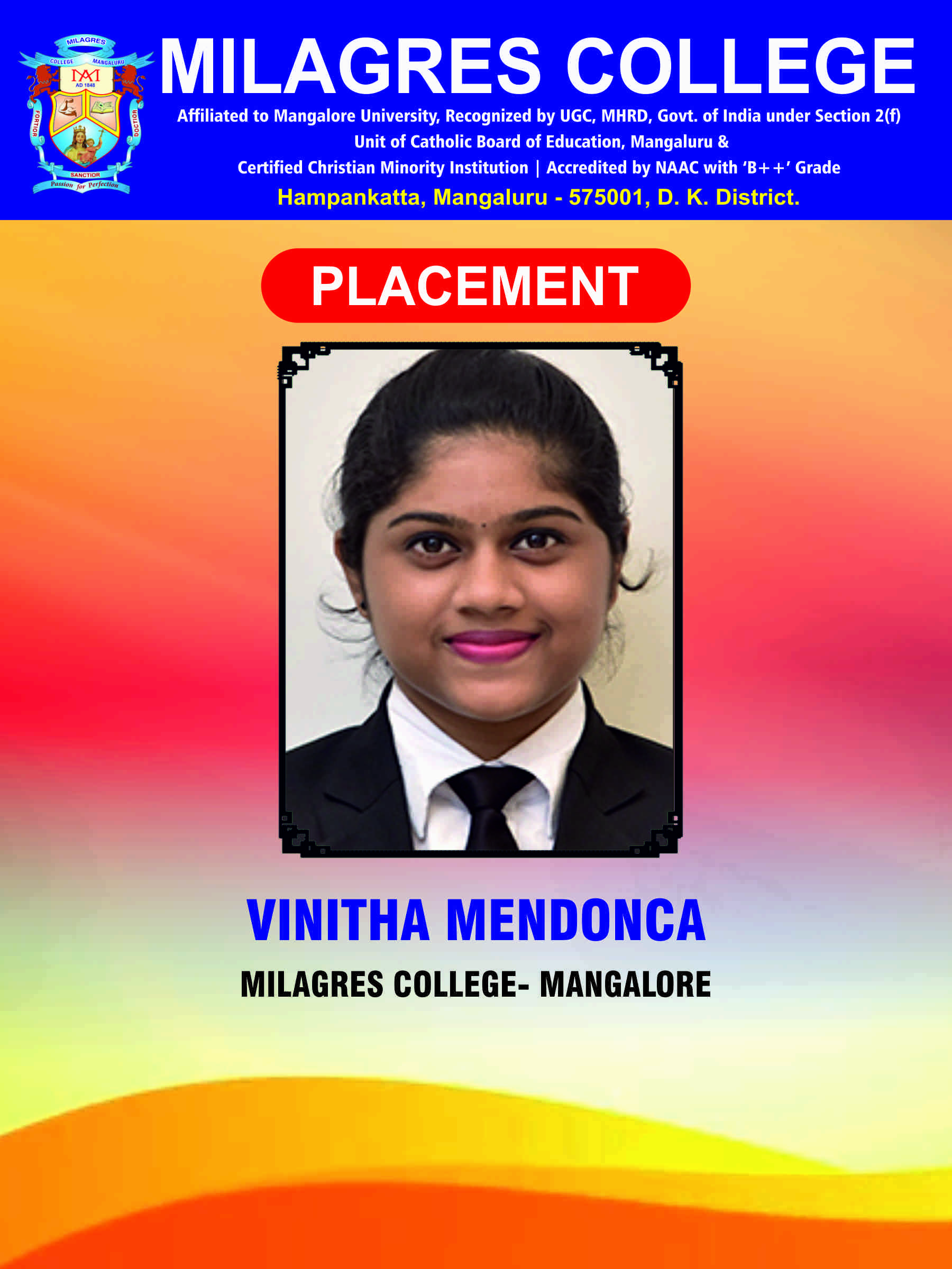 Successfully placed student